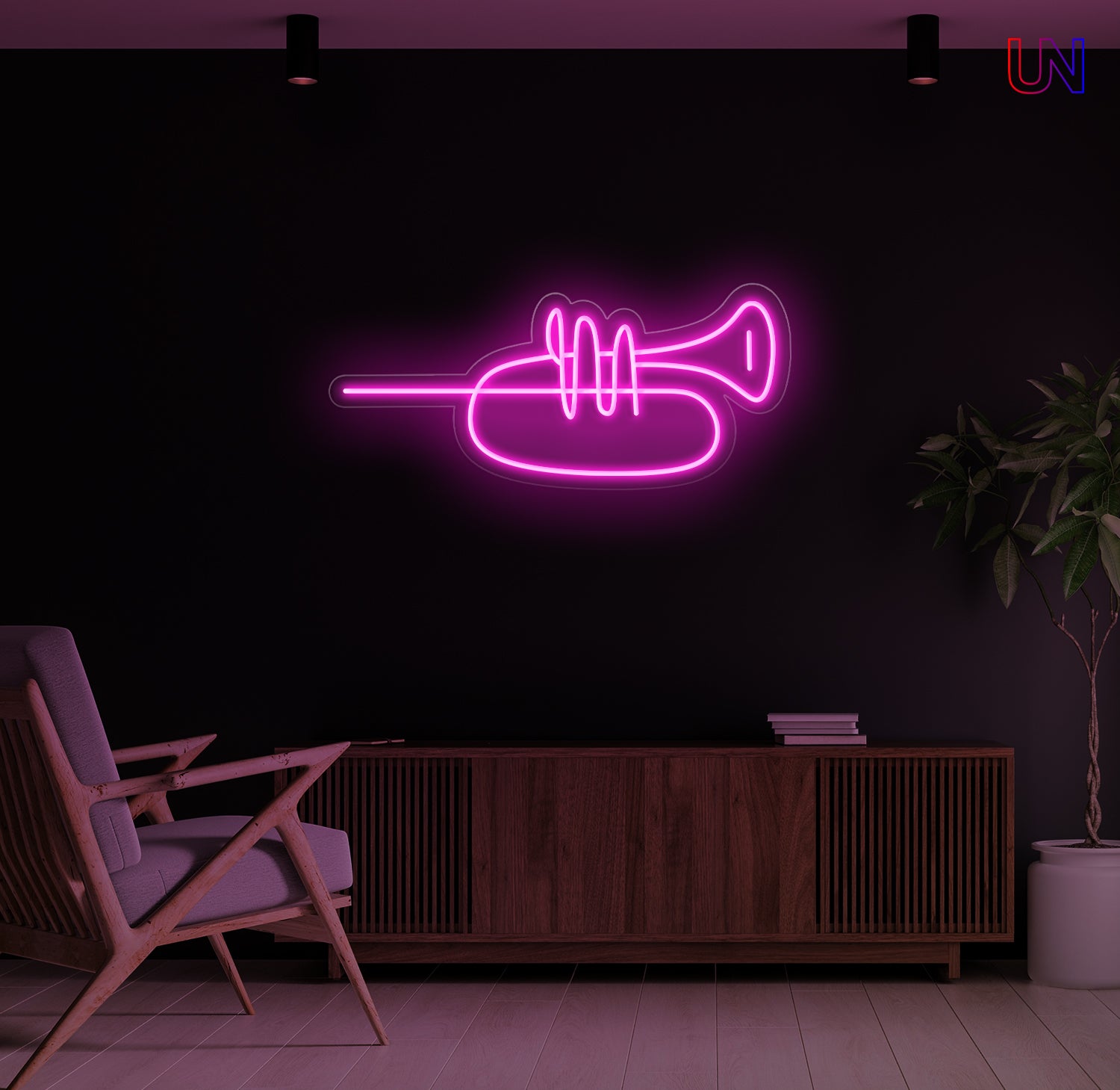 Minimalist Trumpet LED Neon Sign – Music Wall Art for Studio & Home Decor