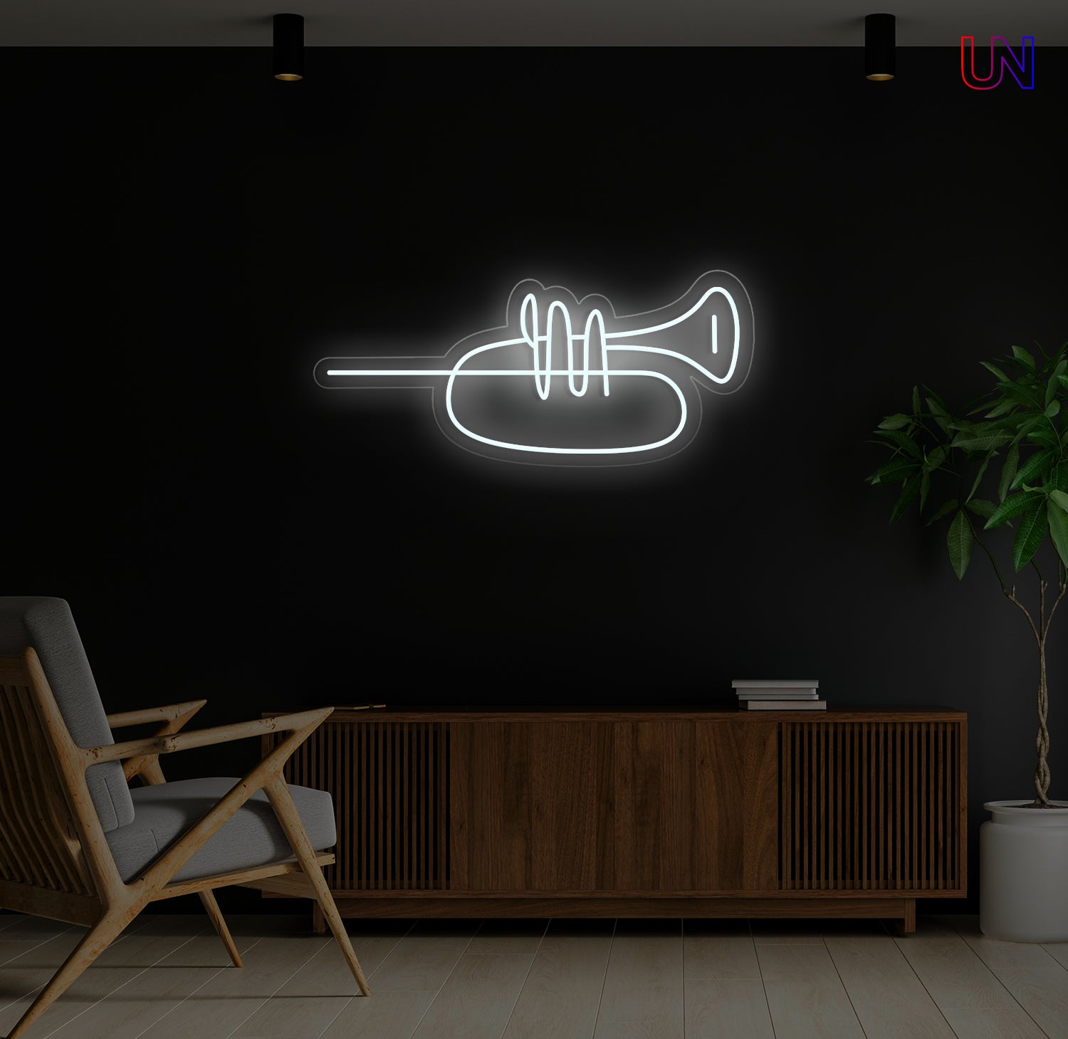 Minimalist Trumpet LED Neon Sign – Music Wall Art for Studio & Home Decor