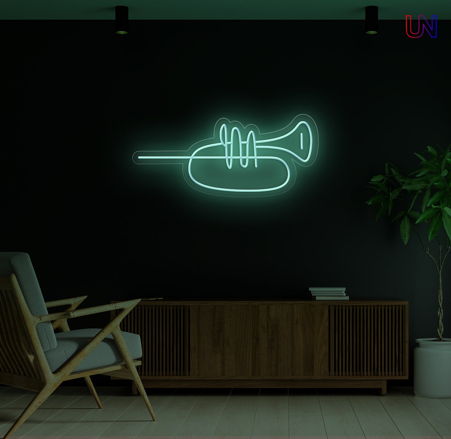 Minimalist Trumpet LED Neon Sign – Music Wall Art for Studio & Home Decor
