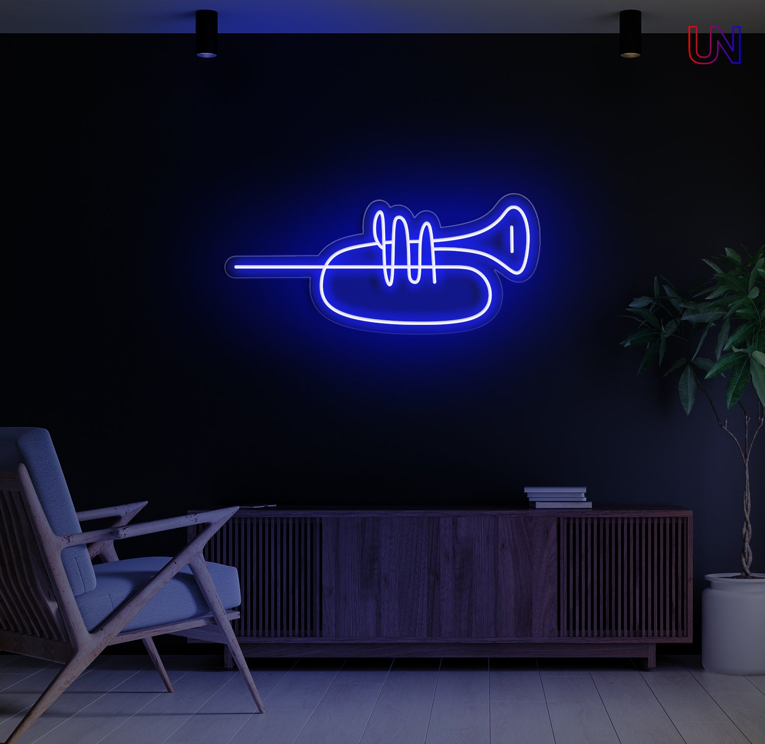 Minimalist Trumpet LED Neon Sign – Music Wall Art for Studio & Home Decor