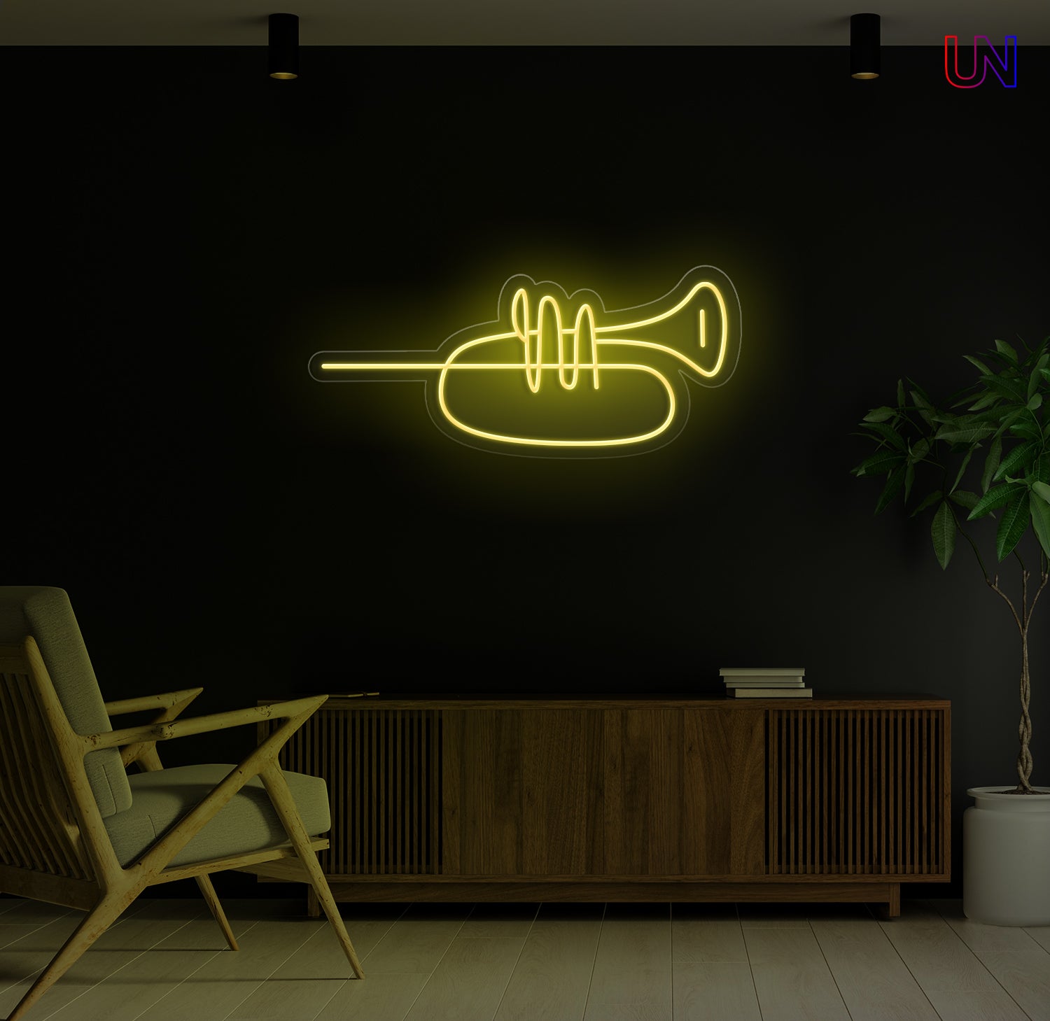 Minimalist Trumpet LED Neon Sign – Music Wall Art for Studio & Home Decor