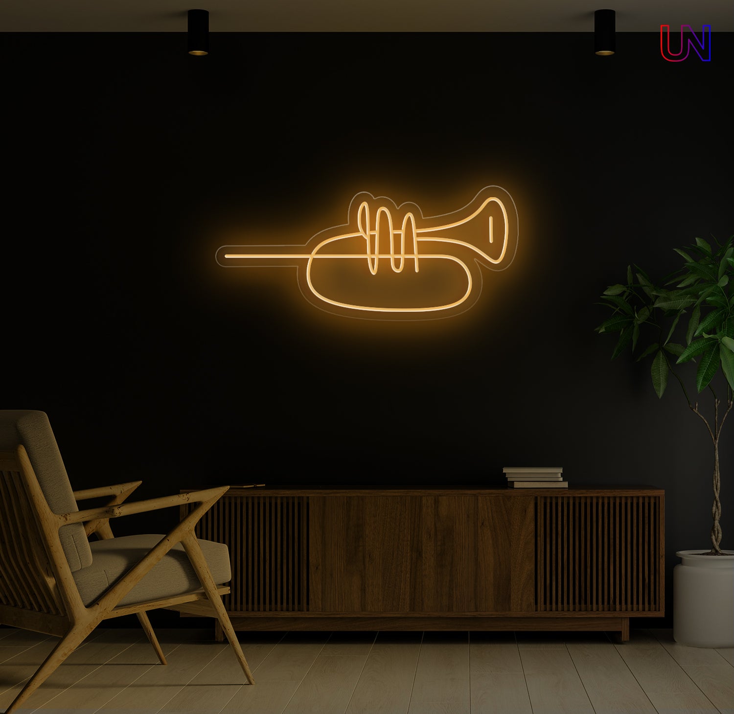 Minimalist Trumpet LED Neon Sign – Music Wall Art for Studio & Home Decor