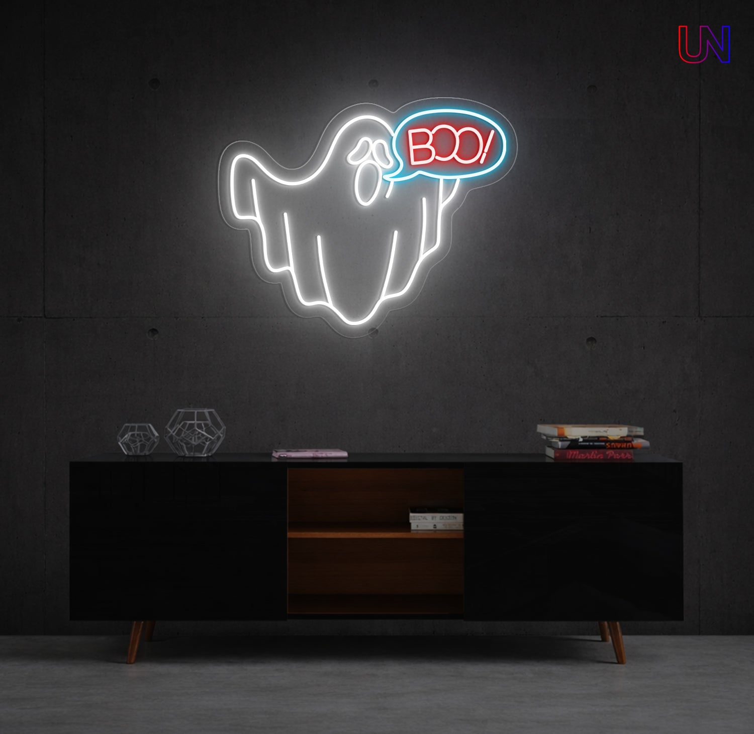 Ghost saying Boo Custom Neon sign