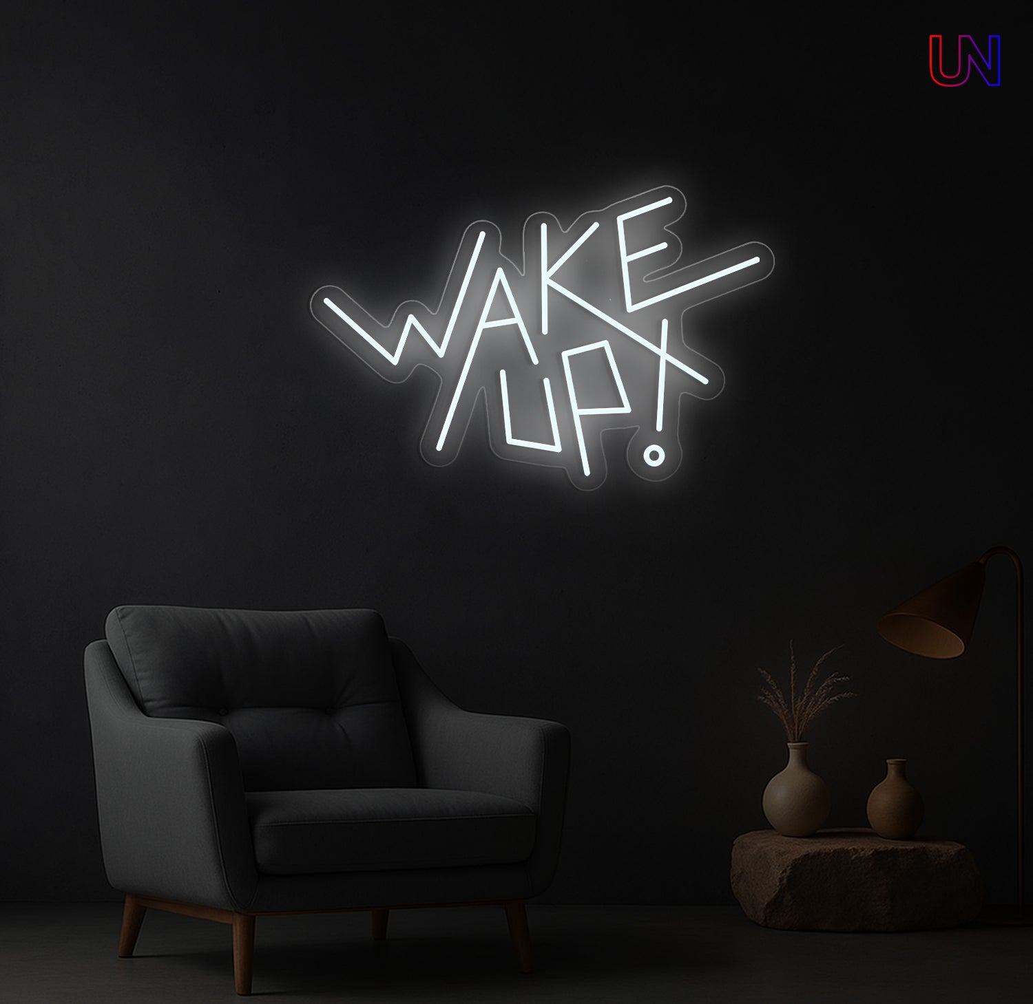 Wake Up Neon Sign – Modern Motivational Custom Neon Wall Light