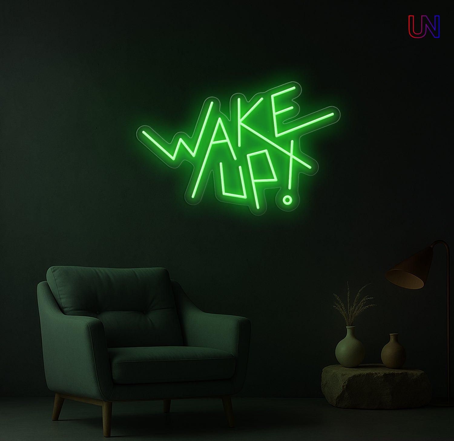 Wake Up Neon Sign – Modern Motivational Custom Neon Wall Light