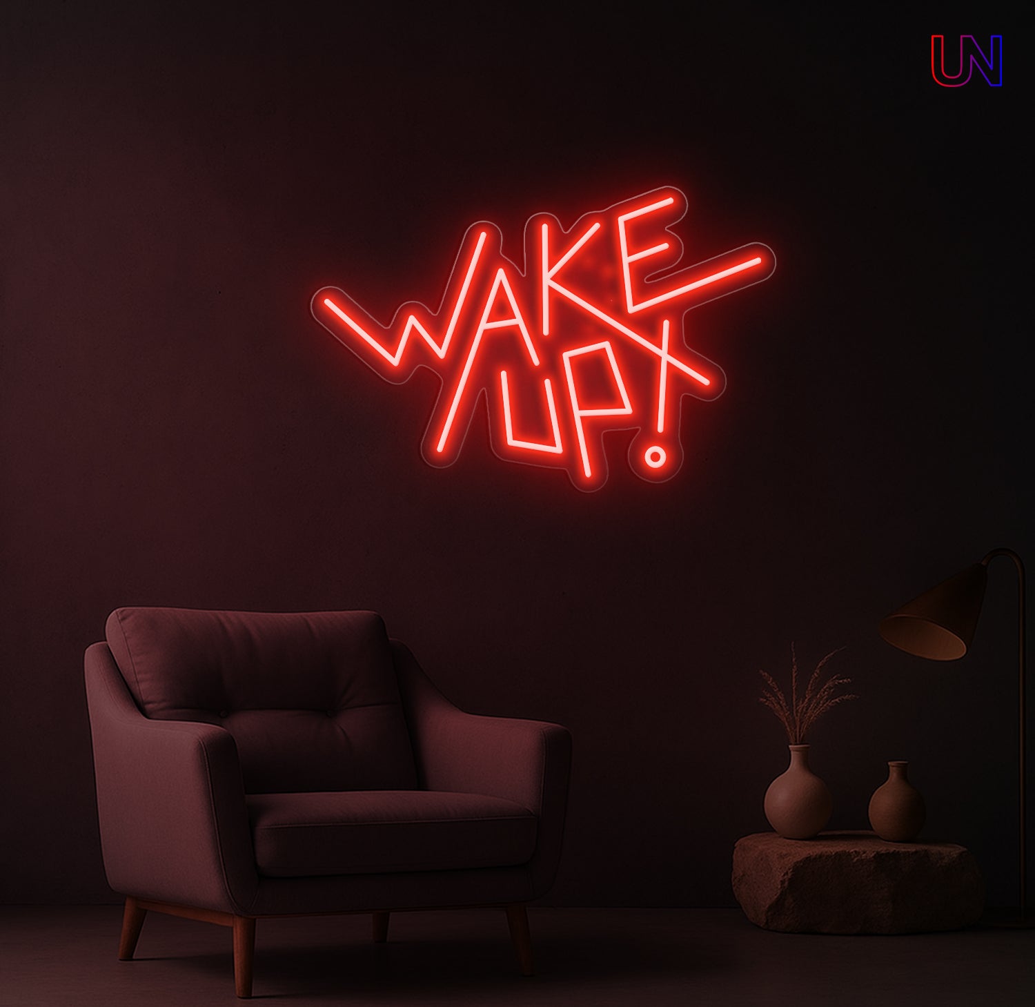 Wake Up Neon Sign – Modern Motivational Custom Neon Wall Light