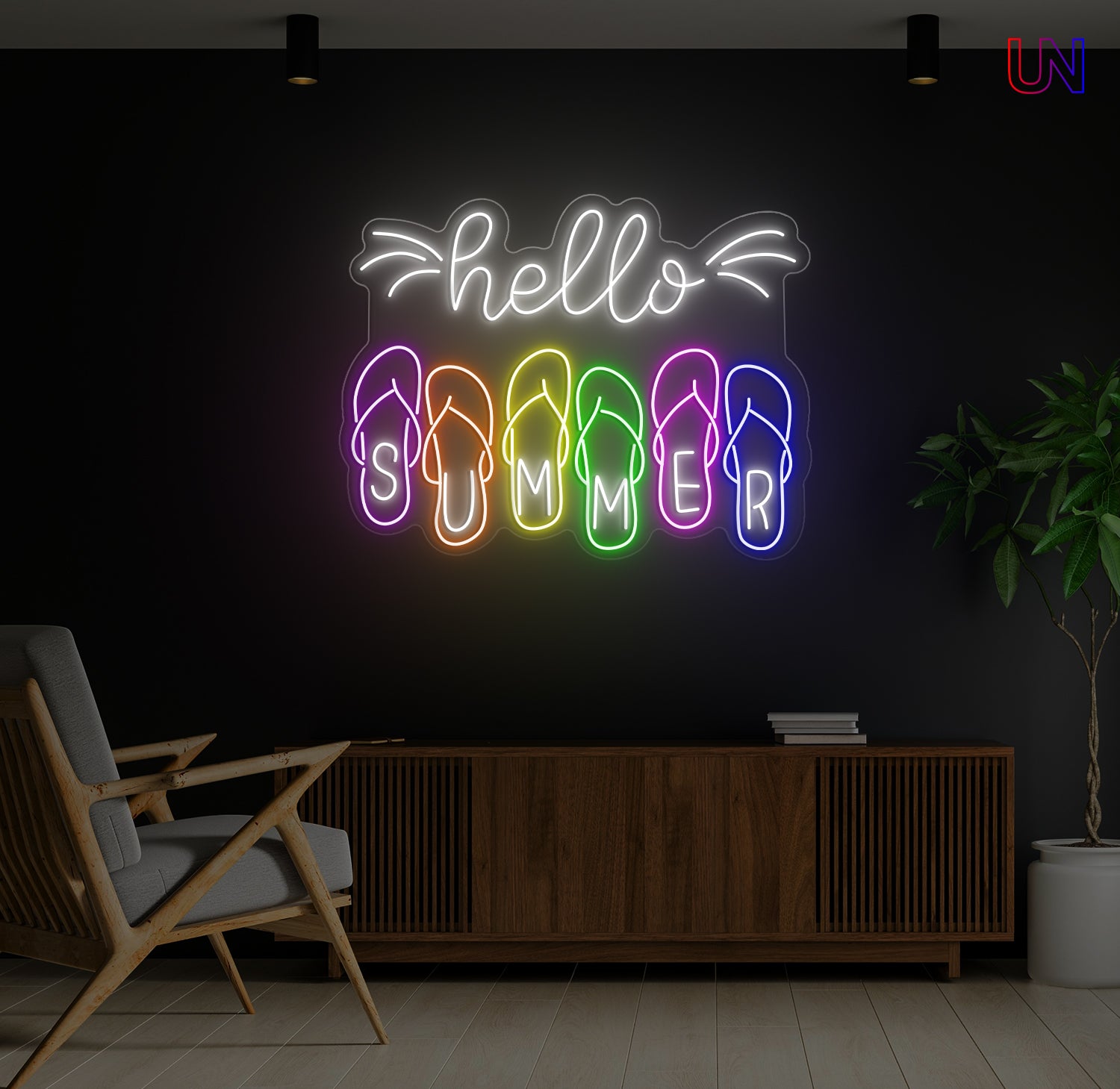 Hello Summer Flip-Flop Neon Sign | Custom Neon Wall Art