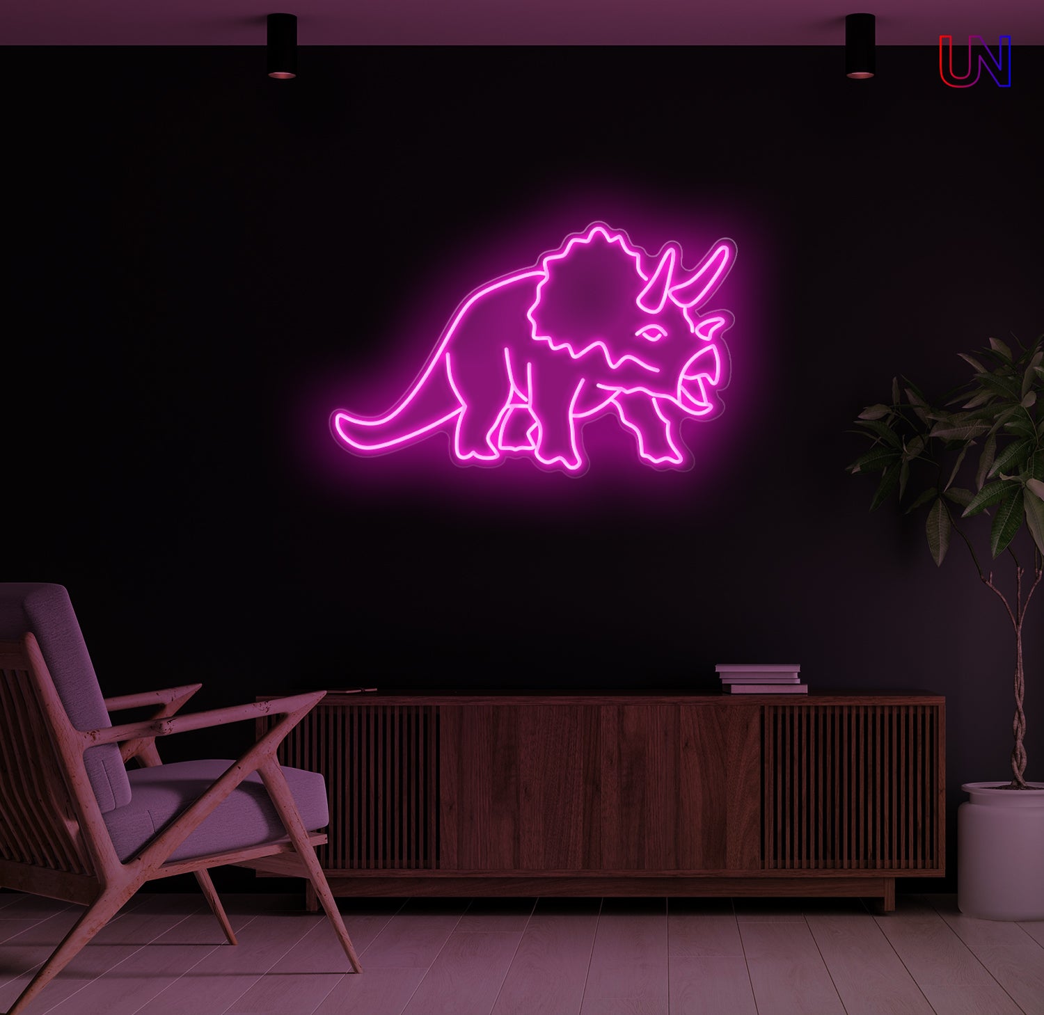 Triceratops LED Neon Sign – Dinosaur Wall Light for Kids Room & Unique Decor