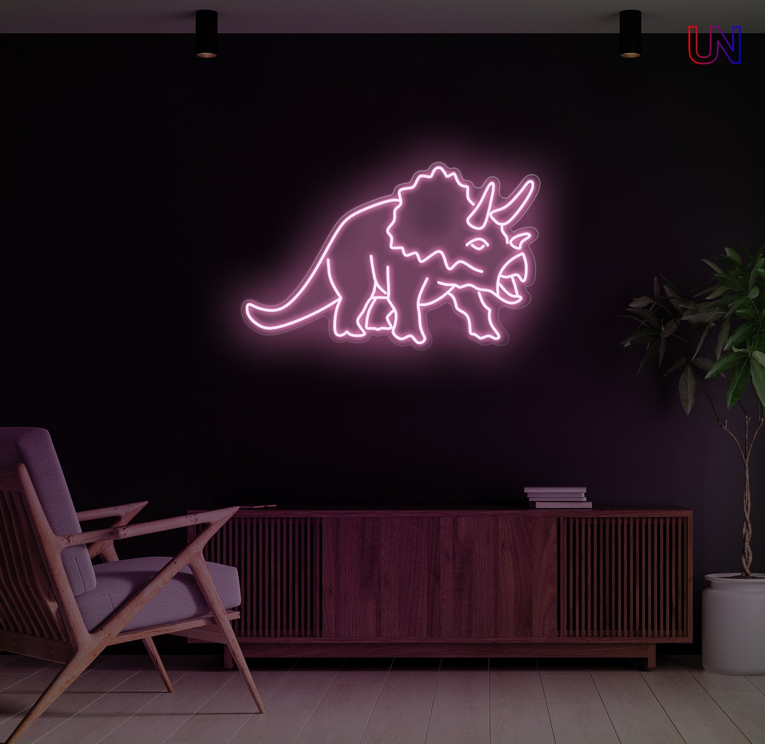 Triceratops LED Neon Sign – Dinosaur Wall Light for Kids Room & Unique Decor