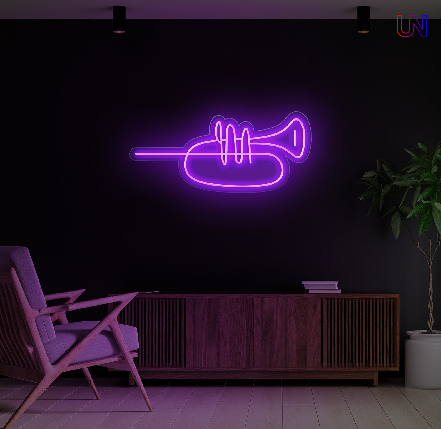 Minimalist Trumpet LED Neon Sign – Music Wall Art for Studio & Home Decor