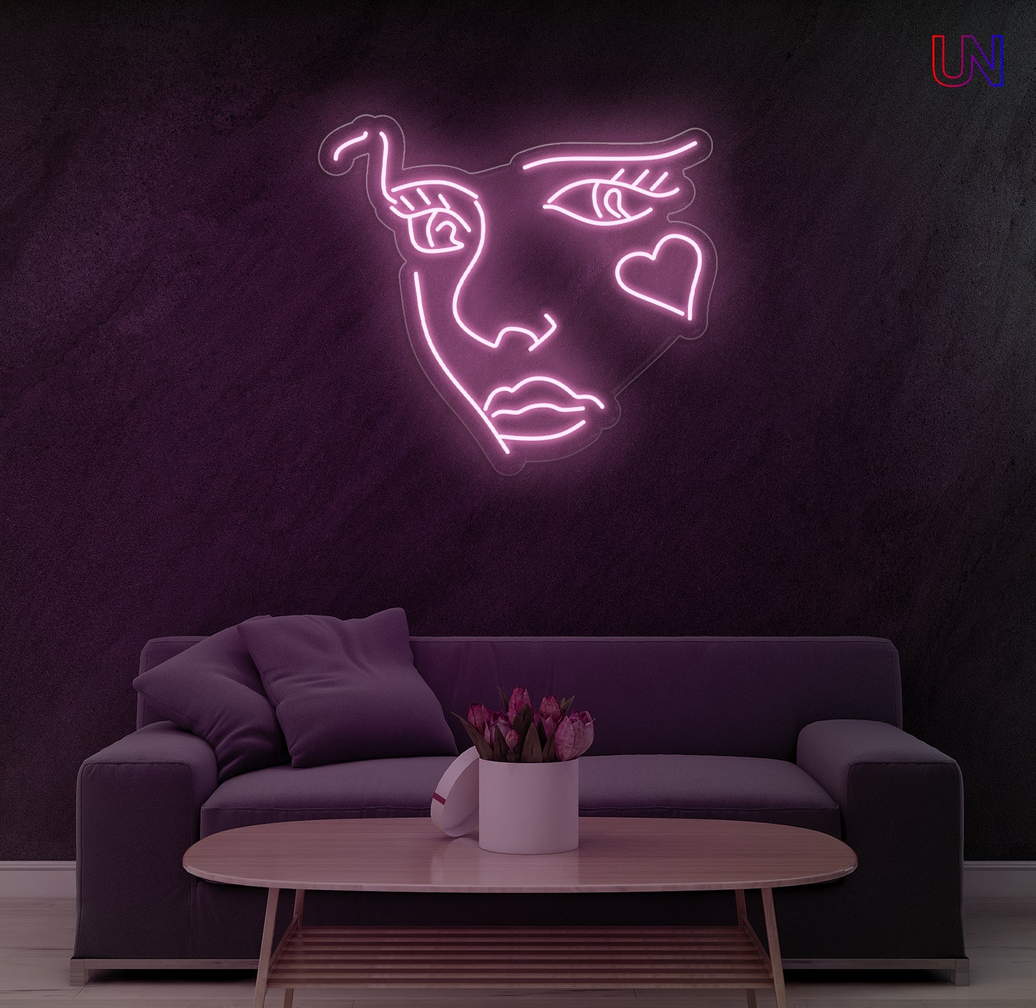 Abstract Face Neon Sign for Living Room Studio & Creative Spaces