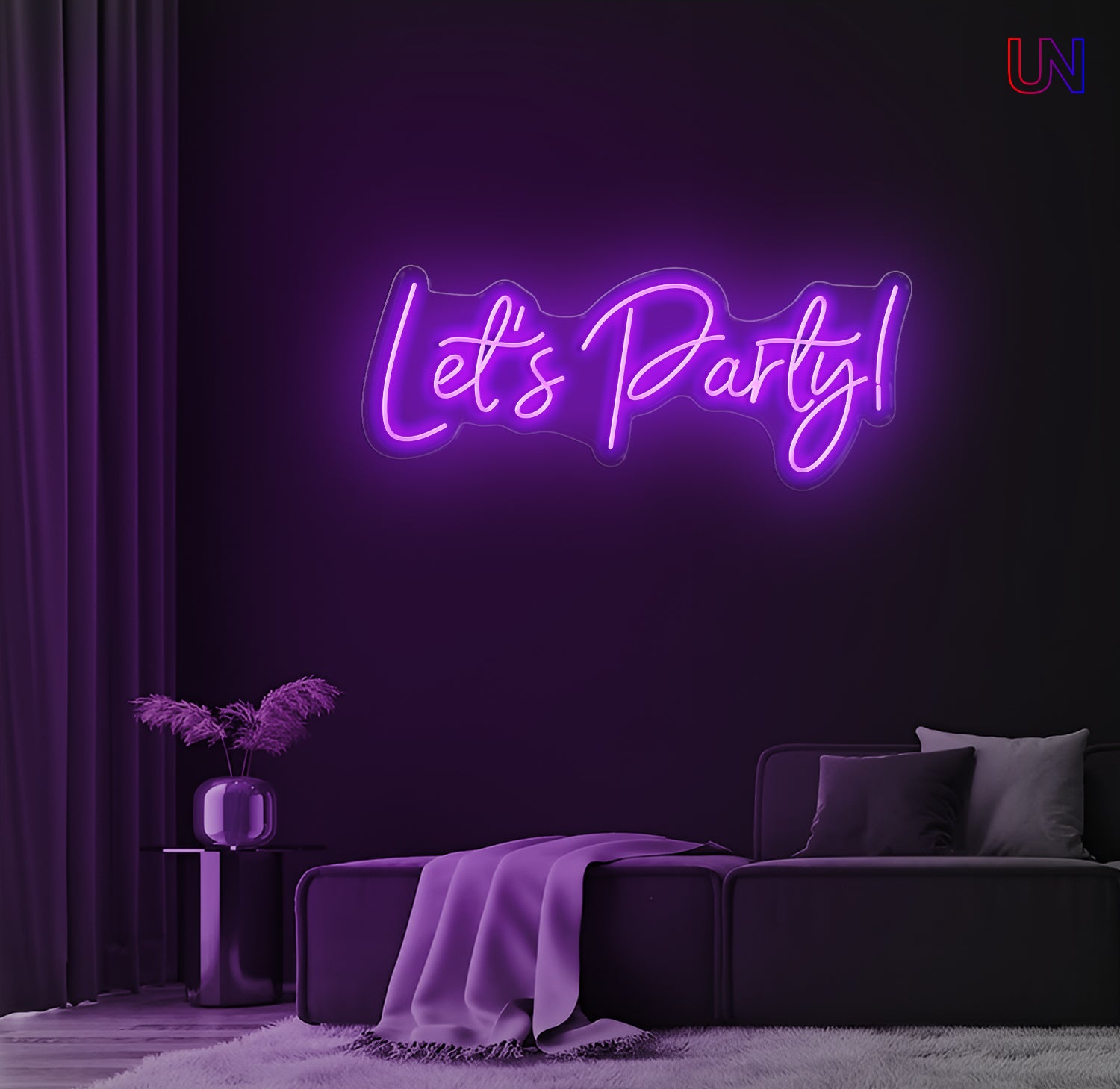 Custom “Let’s Party” neon sign wall decor for events, birthday parties, and celebration backdrops