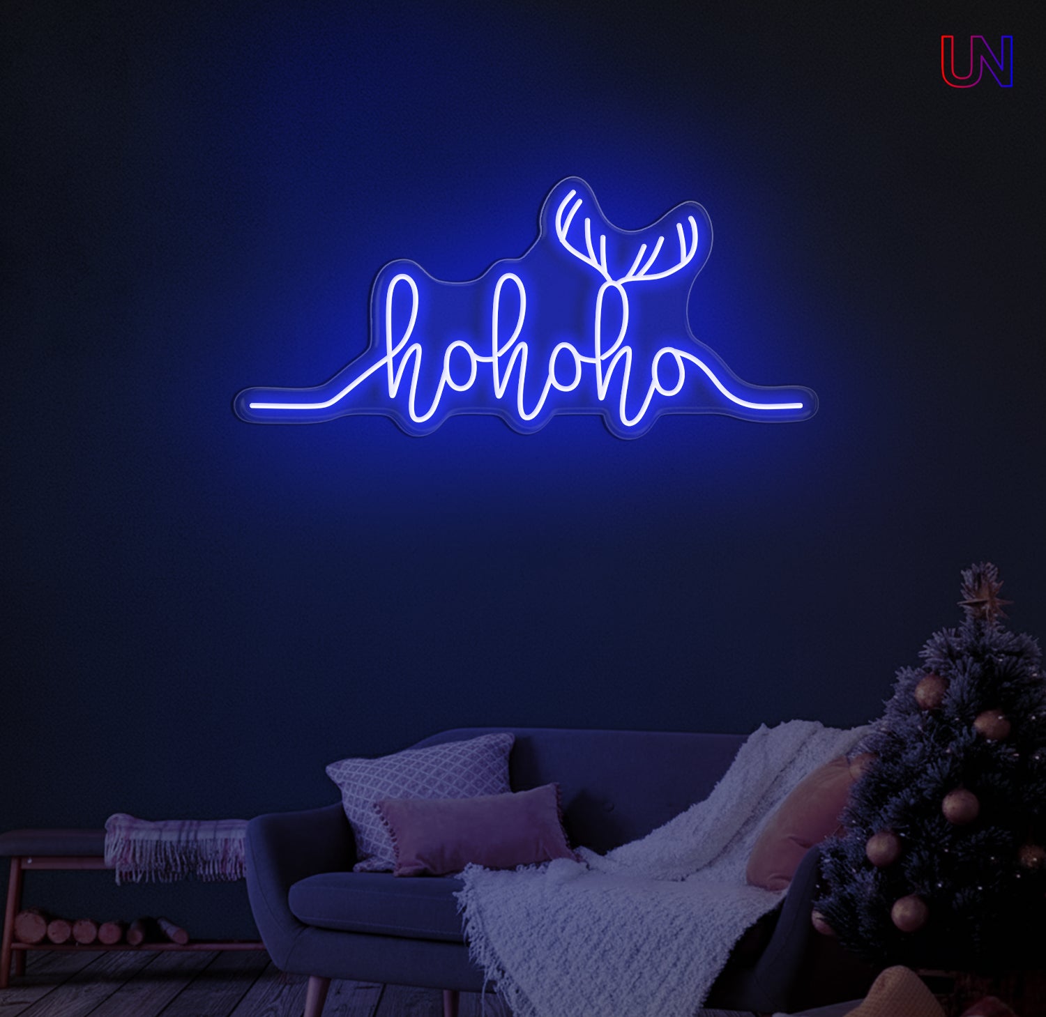 Festive Ho Ho Ho neon sign available in 12 color versions. A bright and playful Christmas LED décor piece perfect for homes, events, and holiday displays.