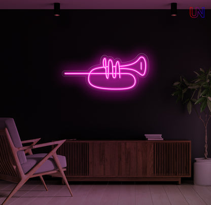Minimalist Trumpet LED Neon Sign – Music Wall Art for Studio & Home Decor