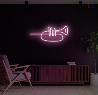 Minimalist Trumpet LED Neon Sign – Music Wall Art for Studio & Home Decor