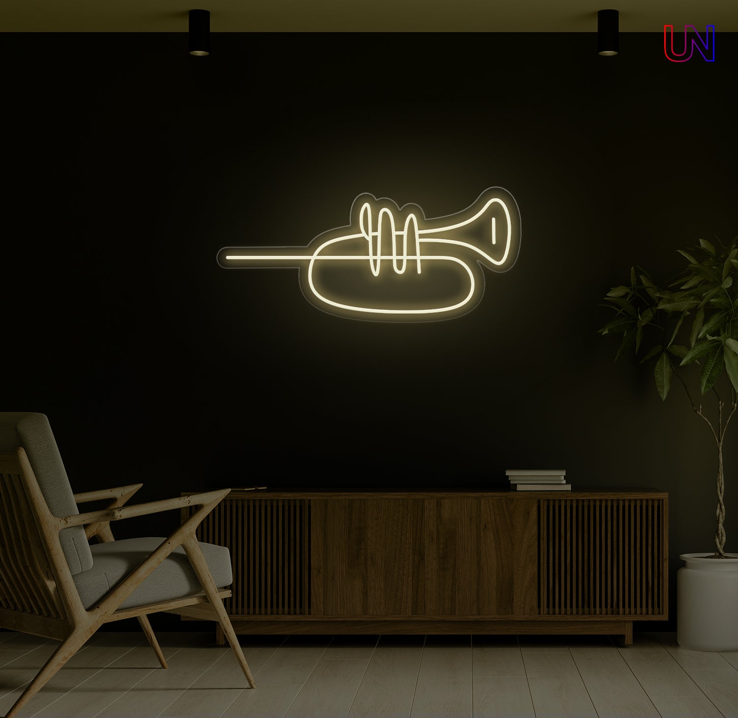 Minimalist Trumpet LED Neon Sign – Music Wall Art for Studio & Home Decor