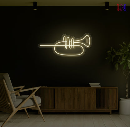 Minimalist Trumpet LED Neon Sign – Music Wall Art for Studio & Home Decor