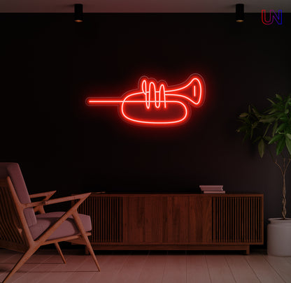 Minimalist Trumpet LED Neon Sign – Music Wall Art for Studio & Home Decor