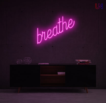 Breathe Neon Sign – Relaxing Bedroom & Wellness Custom Neon Wall Light