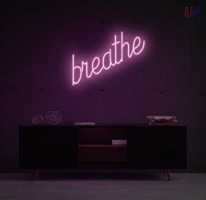 Breathe Neon Sign – Relaxing Bedroom & Wellness Custom Neon Wall Light