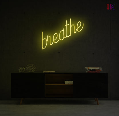 Breathe Neon Sign – Relaxing Bedroom & Wellness Custom Neon Wall Light