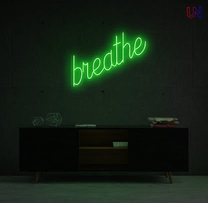Breathe Neon Sign – Relaxing Bedroom & Wellness Custom Neon Wall Light