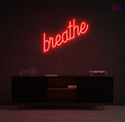 Breathe Neon Sign – Relaxing Bedroom & Wellness Custom Neon Wall Light