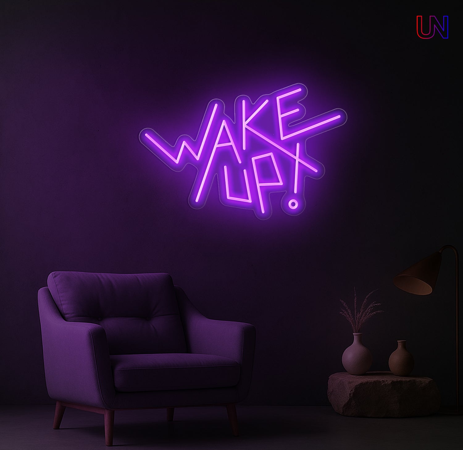 Wake Up Neon Sign – Modern Motivational Custom Neon Wall Light