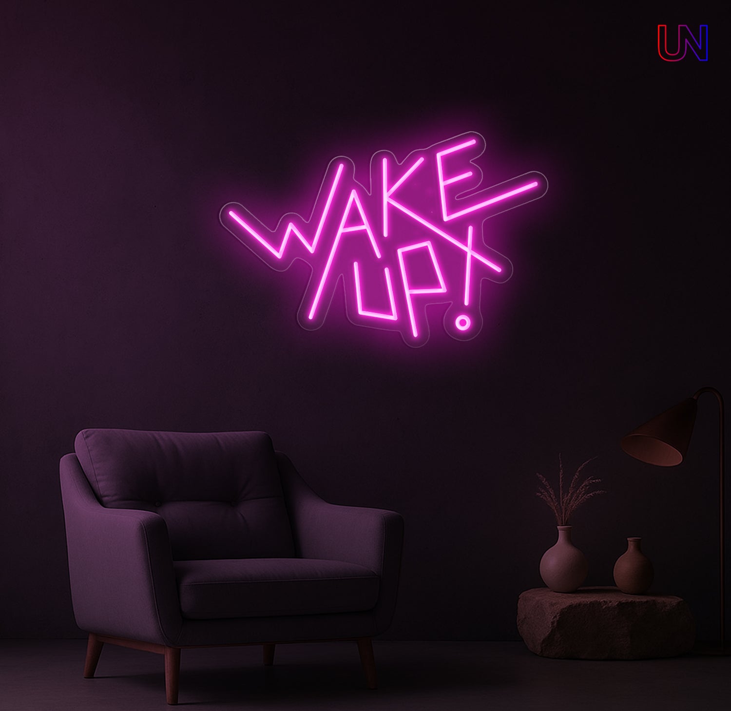 Wake Up Neon Sign – Modern Motivational Custom Neon Wall Light