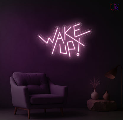 Wake Up Neon Sign – Modern Motivational Custom Neon Wall Light