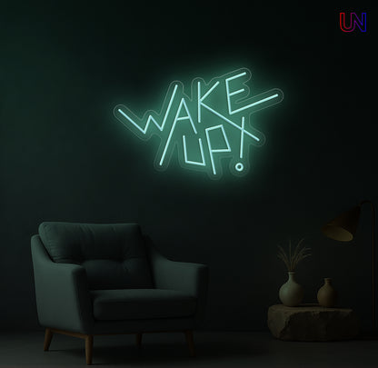 Wake Up Neon Sign – Modern Motivational Custom Neon Wall Light