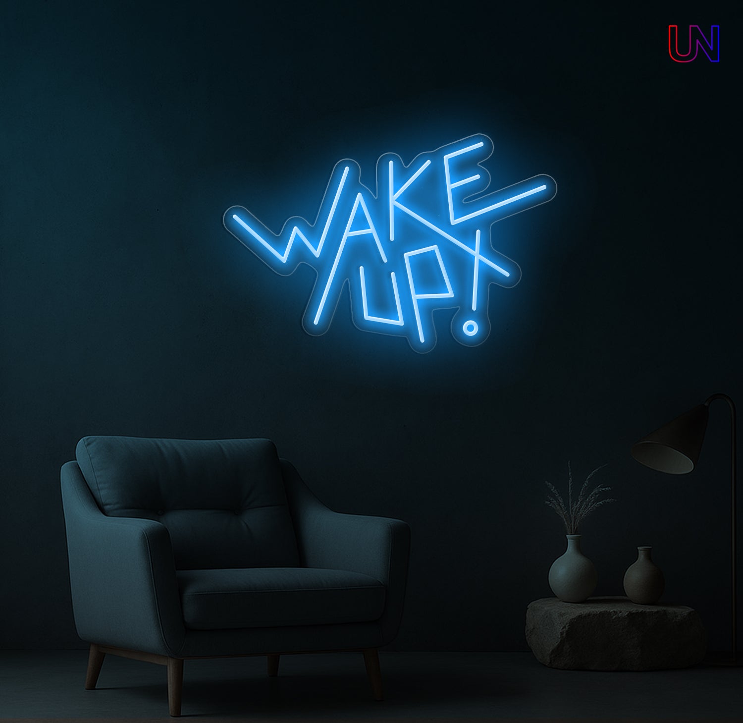 Wake Up Neon Sign – Modern Motivational Custom Neon Wall Light