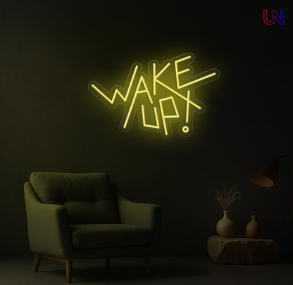 Wake Up Neon Sign – Modern Motivational Custom Neon Wall Light