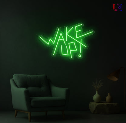 Wake Up Neon Sign – Modern Motivational Custom Neon Wall Light