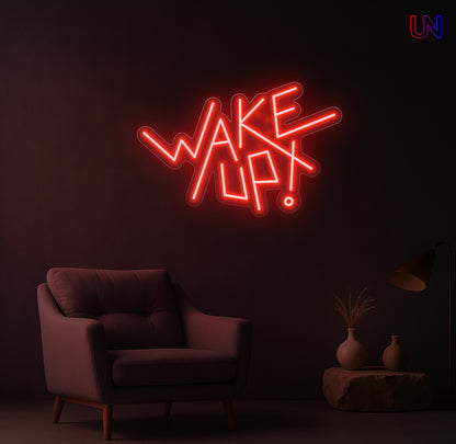 Wake Up Neon Sign – Modern Motivational Custom Neon Wall Light