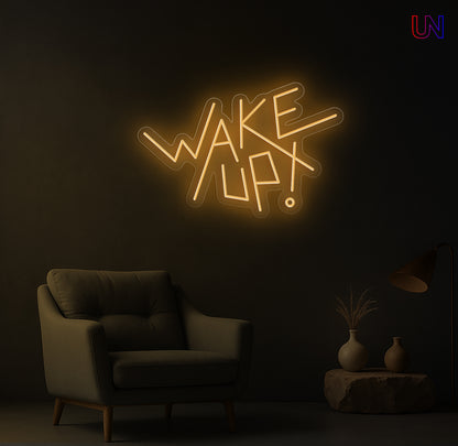 Wake Up Neon Sign – Modern Motivational Custom Neon Wall Light