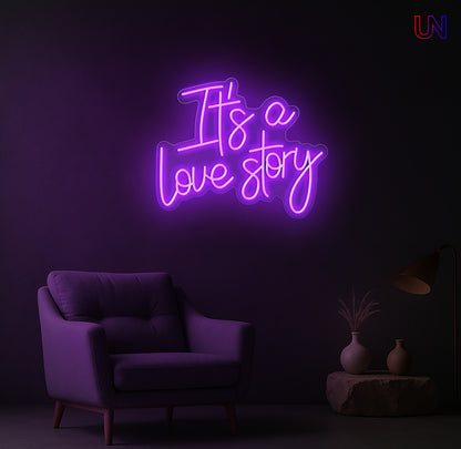 It's a Love Story Neon Sign – Romantic Wedding & Bedroom Custom Neon Light
