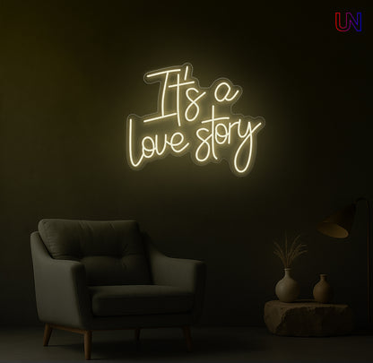 It's a Love Story Neon Sign – Romantic Wedding & Bedroom Custom Neon Light