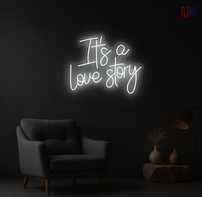 It's a Love Story Neon Sign – Romantic Wedding & Bedroom Custom Neon Light