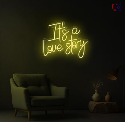 It's a Love Story Neon Sign – Romantic Wedding & Bedroom Custom Neon Light
