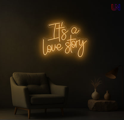 It's a Love Story Neon Sign – Romantic Wedding & Bedroom Custom Neon Light