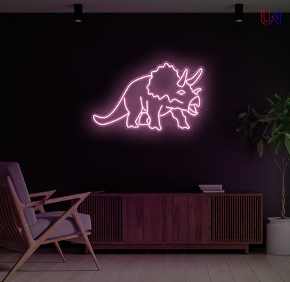 Triceratops LED Neon Sign – Dinosaur Wall Light for Kids Room & Unique Decor