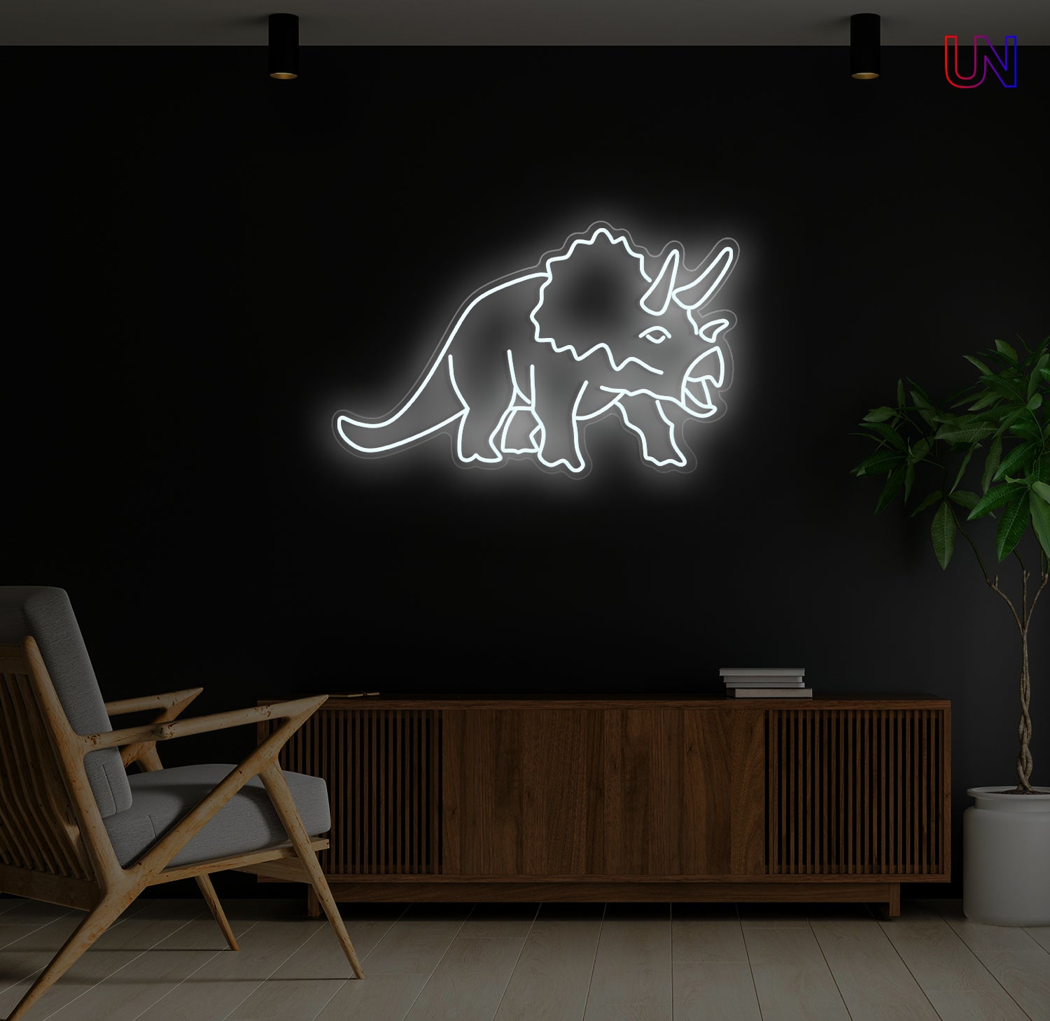 Triceratops LED Neon Sign – Dinosaur Wall Light for Kids Room & Unique Decor