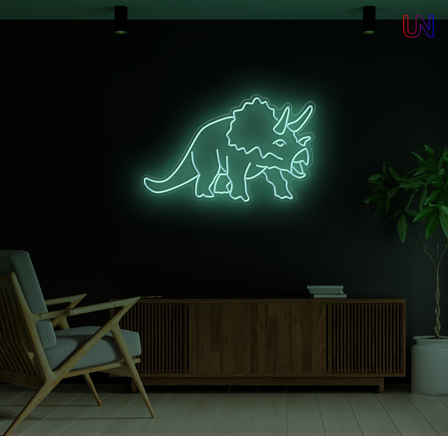 Triceratops LED Neon Sign – Dinosaur Wall Light for Kids Room & Unique Decor