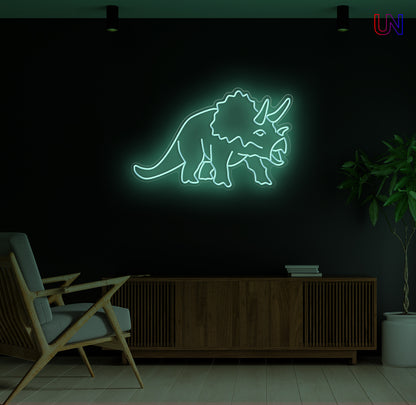 Triceratops LED Neon Sign – Dinosaur Wall Light for Kids Room & Unique Decor