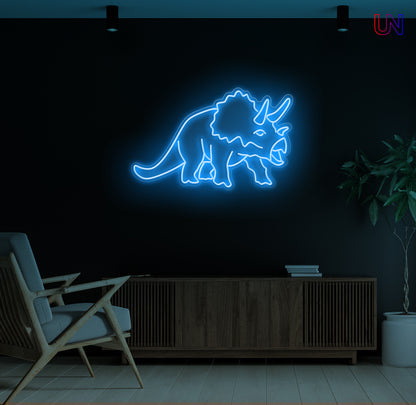 Triceratops LED Neon Sign – Dinosaur Wall Light for Kids Room & Unique Decor