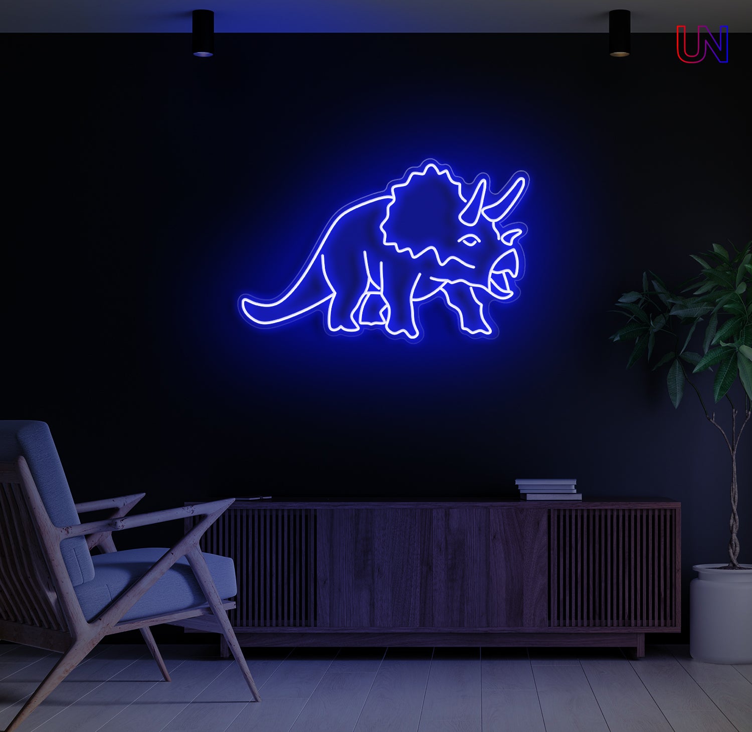 Triceratops LED Neon Sign – Dinosaur Wall Light for Kids Room & Unique Decor