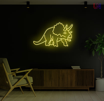 Triceratops LED Neon Sign – Dinosaur Wall Light for Kids Room & Unique Decor