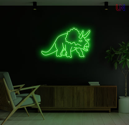 Triceratops LED Neon Sign – Dinosaur Wall Light for Kids Room & Unique Decor