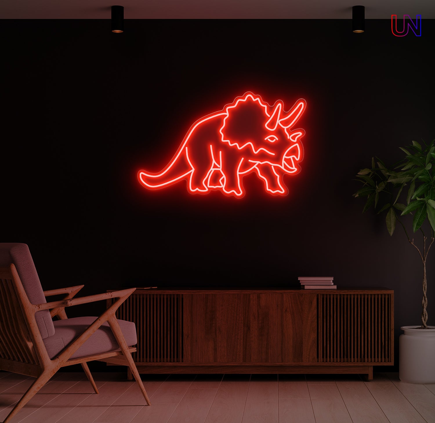 Triceratops LED Neon Sign – Dinosaur Wall Light for Kids Room & Unique Decor